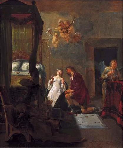 Nicolaes Knupfer Tobias and Sarah praying on their wedding night. China oil painting art